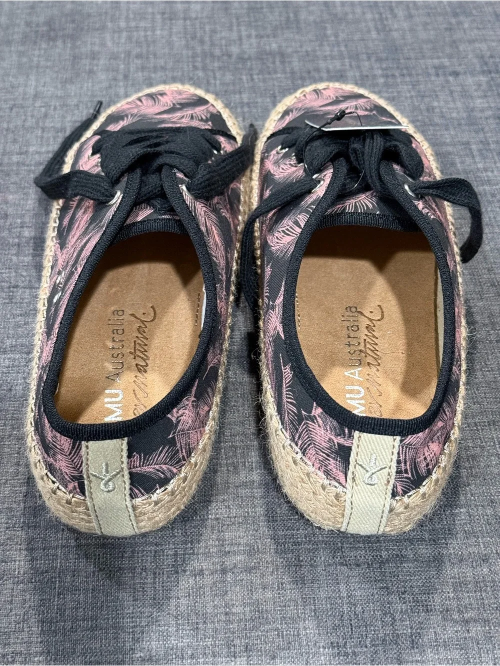 Emu Australia Black Espadrille Sneaker with Pink Palm Print